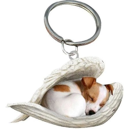 2 stk. Engel Sovende Hund Akryl Nøgleringe Vedhæng Hjem Dekoration Ornamenter Papirvarer Gaver A-FARVE: Jack Russell Terrier