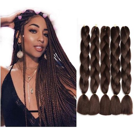 Sjokoladebrun - 4# Flettehår Extensions, 24" Extension Braidi
