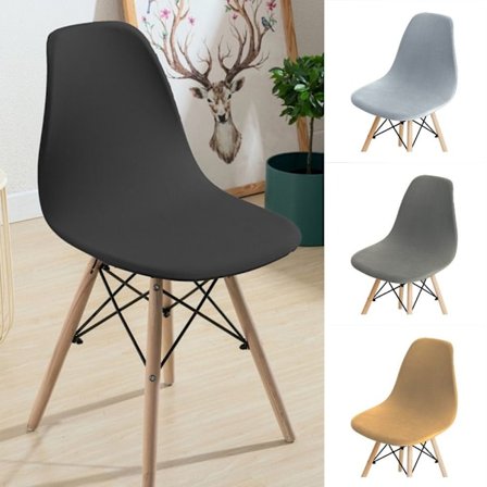 Solid Farvet Skall Stolbetræk Stræk Armløs Spisestuestol Betræk