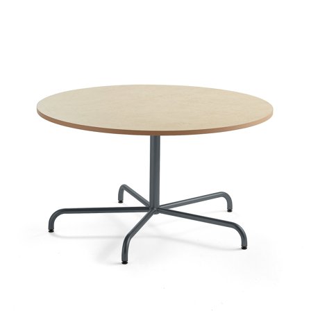 Tisch PLURAL, Ø 1300x720 mm, Linoleum-Platte, beige, anthrazit