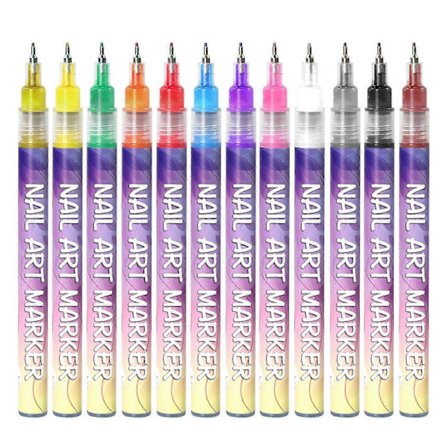 12 Farver Neglekunst Penne Sæt, Vandtætte DIY Markører til Gel Negle, Fin Spids til Maling & Manicure Designs[HK]