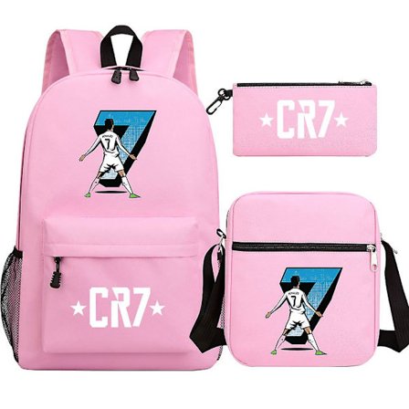 Fotboll Ronaldo CR7 Ryggsäck 3st/set Skolväskor för Flickor Pojke Laptop Rese Ryggsäck Kvinnor Rucksack Axelväskor Pennfodral