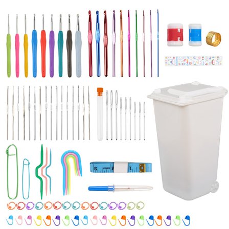 Virknålsväska med förvaring, inkluderar virknål, markör, måttband - Flerfärgat virkningsset