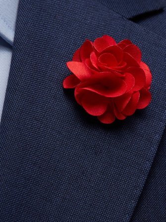 John Henric Men's Red Flower Lapel Pin Size Onesize