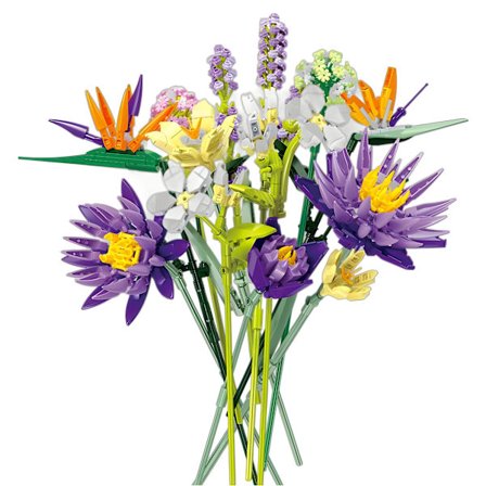 Fågel av paradis blombukett byggset, presenter till mors dag, födelsedag, alla hjärtans dag, kontor eller heminredning, kreativa byggklossar - 891 