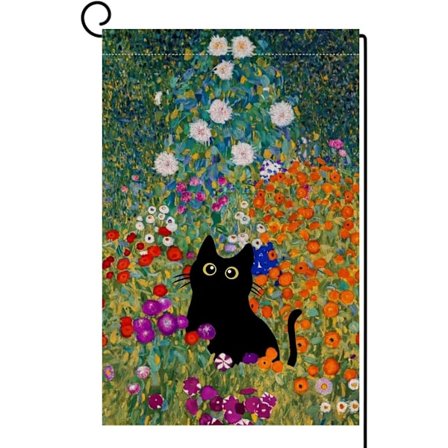 Katt Hageflagg 30x45cm Vertikal Fargerik Blomster Gårdshus Ferie Utendørs Dekor Burlap Hageflagg