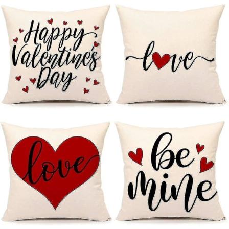 Valentinsdag putetrekk 18x18 sett med 4 vår gårdshusdekor rød kjærlighet feriedekorasjoner putetrekk