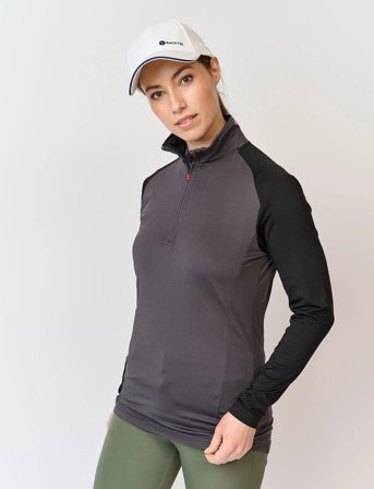 BACKTEE Ladies Zipneck Baselayer - Grey - XL