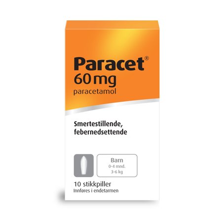 Paracet 60 mg stikkpiller 3-5 mnd 10 stk