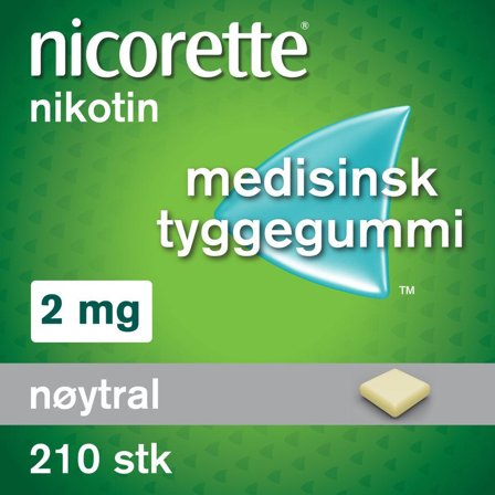 Nicorette 2 mg tyggegummi nøytral smak 210 stk