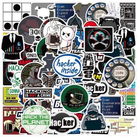 CQBB Hacker-klistremerker | 50 stk Hacker Vanntett Vinyl Klistremerker for Vannflasker Bærbar PC Bil Bagasje Kopp Datamaskin Mobiltelefon Skateboard 