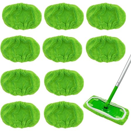 10 Premium gulvklude vådservietter til Swiffer Sweeper moppe pakke med 10 grønne erstatningsbetræk tør...