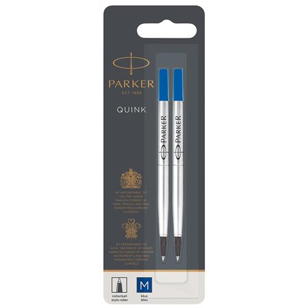 PARKER Quink Rollerball Refill for Rollerball Pens Medium Blue (Pack 2) 1950327