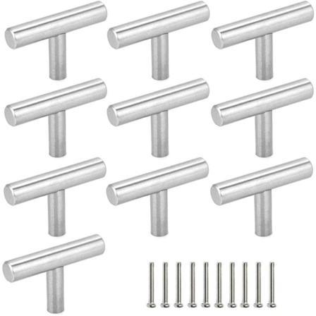 Silver - 10-pack skåpdörrhandtag lådhandtag köksdörrhandtag rostfritt stål möbelhandtag sovrum badrum kökhandtag,.