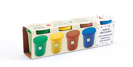 Djeco - 4 Tubs Of Play Dough - Plain