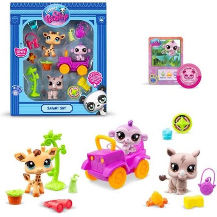 BANDAI - Littlest Pet Shop - Safari Pack - 3 dyr og tilbehør - BF00524