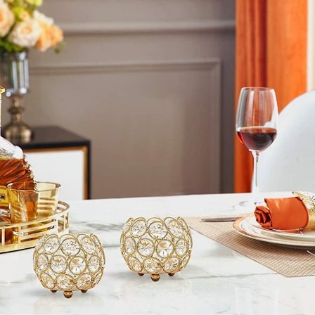 4 stk gull krystall telysestaker, telysholder for hjemmedekor bryllupsfest midtpunkt dekorative lysestaker