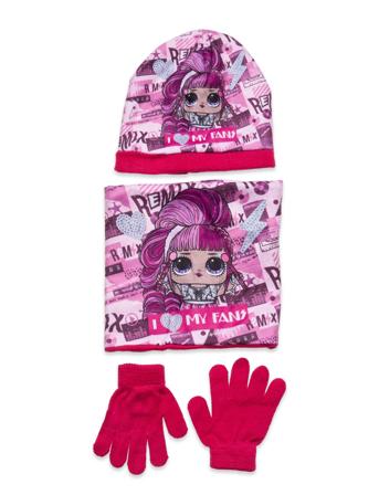 Set 3 Pcs Bonnet+Collar+Gloves Pink L.O.L
