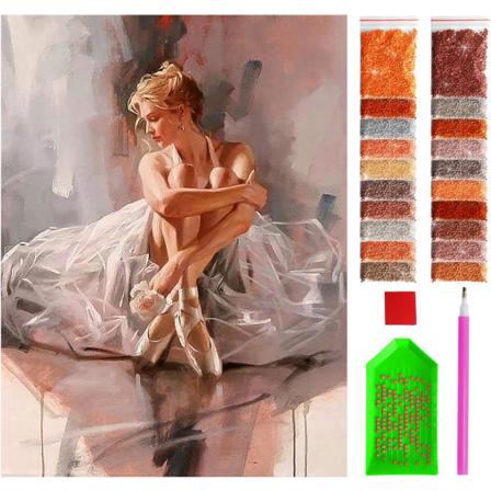 Diamond Painting Komplette Kit - Ballerina i hvile - 30x40 cm