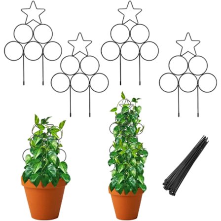 4 stk. plantegjerde, klatrestativ for planter, hage klatrestativ med 10 kabelbindere