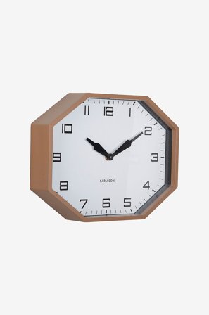 Karlsson - Veggklokke Modern Factory Octagon - Brun - Veggklokker & bordklokker - Fra Homeroom
