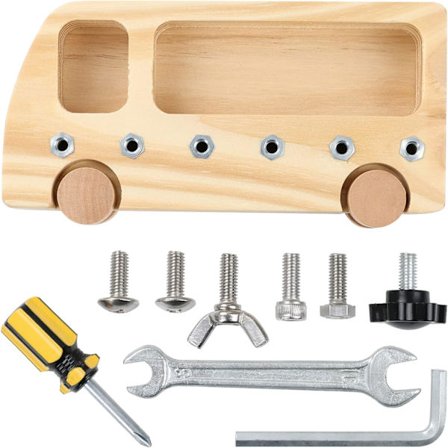 Montessori Skruetrækker til børn - Pædagogisk legetøj, skruebræt i træ, pædagogisk færdighed, tidlig udvikling