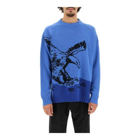 Emporio Armani - Stickade Tröjor - Blå - Herr - Storlek: L, Herr, Storlek: L