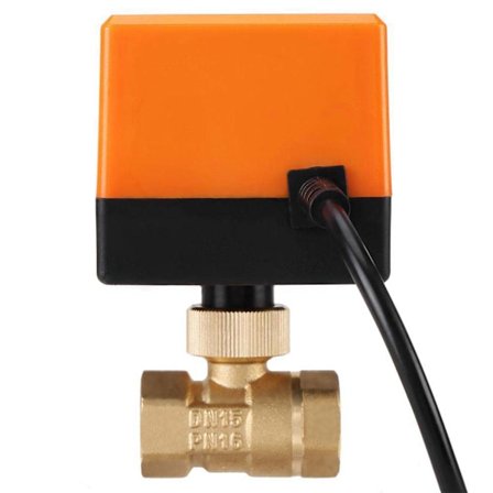 AC 220V Mässing Elektrisk Motoriserad Kulventil 2-vägs 3-tråds 1.6Mpa Gänga DN15