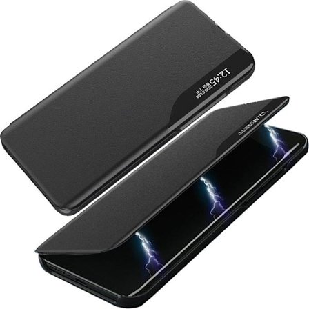 Eco Leather View Case stilig Flip-deksel med stativ for Samsung Galaxy S21 5G svart