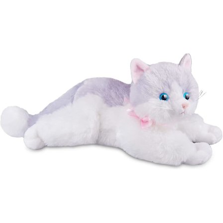 Grå Plys Kat Udstoppede Dyr Kat Realistisk Legetøj Super Blød Killing Kælende Killing Kæledyr Kitty Fluffy Kat Beroligende Kram Sovende Fødselsdag Jul