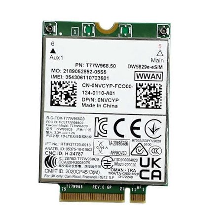 T77W968.50 DW5829e-ESIM M.2 4G Modem Modul Cat9 450Mbps TDD-LTE 4G Modul for 7320 7330 7520 7530 7430 Laptop