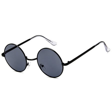 Svart runde solbriller mørkt glass + senil streng
