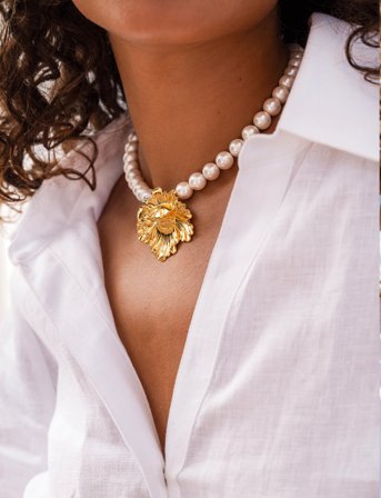 Caroline Svedbom Bibi Pearl Choker Gold - Gold - ONE SIZE