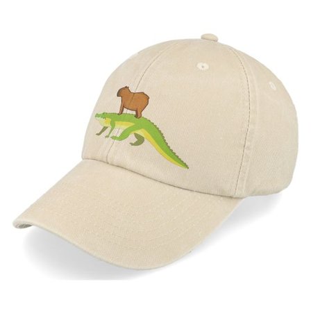 Iconic - Beige unconstructed Keps - Capybara Crocodile Vintage Denim Sand Dad Cap @ Hatstore