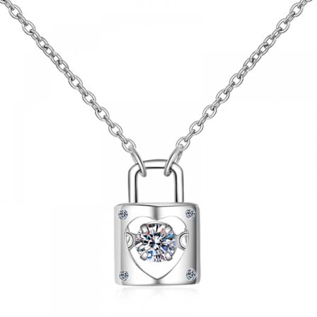 Moissanite lås hänge halsband S925 silver D färg ideal C