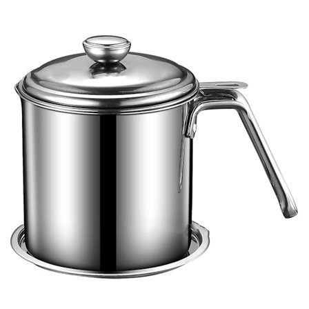 Oliefilterkande i rustfrit stål 1,3L fødevaregodkendt støvtæt finmasket fedtsi Kitchen Storage Can med låg og håndtag
