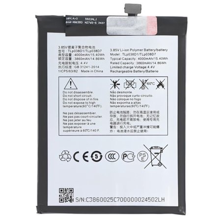 Ersättningsbatteri TCL 10L Li-Polymer 3.85V 4000mAh 15.4Wh Vit / Svart