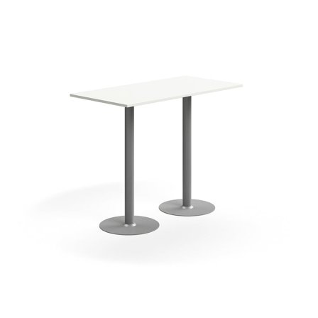 Bar table ALVA, 1400x700x1100 mm, high pressure laminate, silver/white