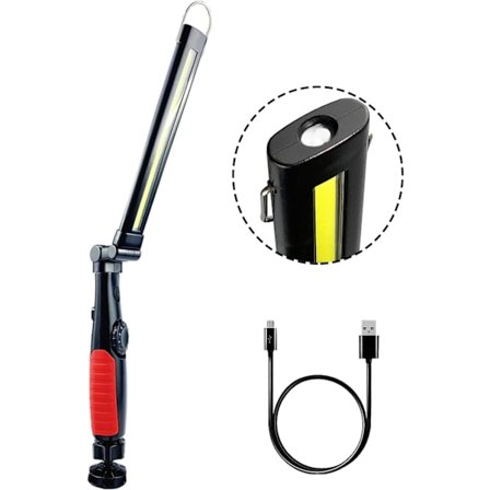 (Rød) Arbejdslampe, Genopladelig Foldbar LED Lommelygte Inspec, ZQKLA