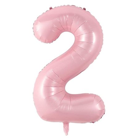 Kæmpe 102cm nummer ballon pink nummer 2 ballon
