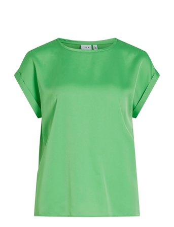 Vila Viellette S/S Satin Top - Noos - Green - 34