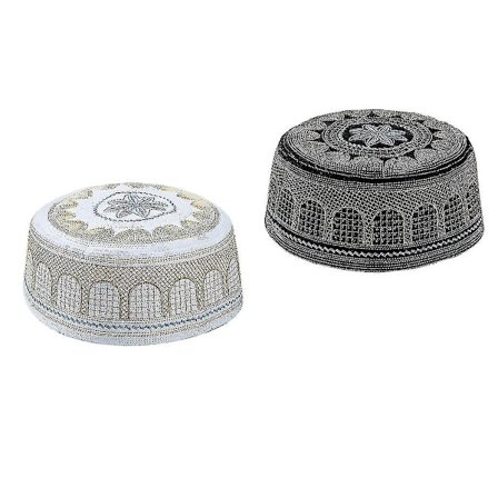 2x Flat Top Islamisk Muslimsk Mænds Bøn Kufi Hat Skull Caps Beanie Topi Gave