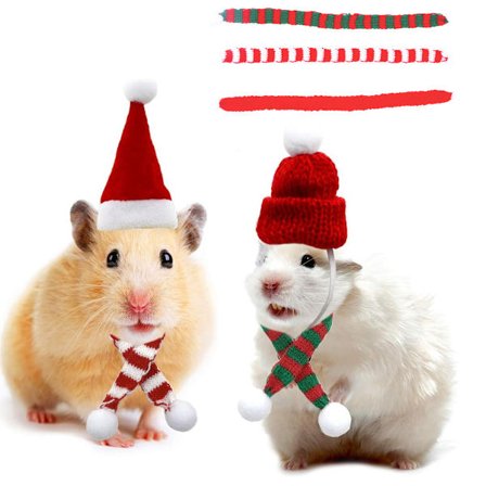 3-delt julekostume til små dyr - Julehalstørklæde til marsvin og små kæledyr{yh}