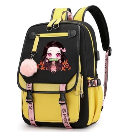 1 stk Demon Slayer Anime Hero Prints Nylon Ryggsekk, Stor Kapasitet Multifunksjonell Ryggsekk for Skole, Arbeid, Fotturer, Shopping, Reise og Camping