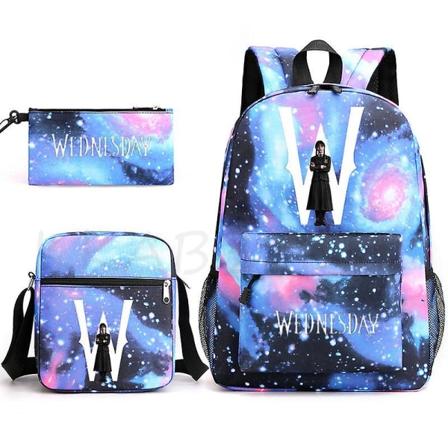 Ny US TV Ryggsäck WEDNESDAY Addams Skolväska för Tonårsflickor Ryggsäckar 3 st/set Kvinnors Skolväska Canvas Ryggsäck Escolar picture color12
