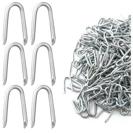 25mm Galvaniserade U-formade Stängselspikar, 500g (350 Stycken) - Kompatibla med Fårstängsel och Stängselstolpar