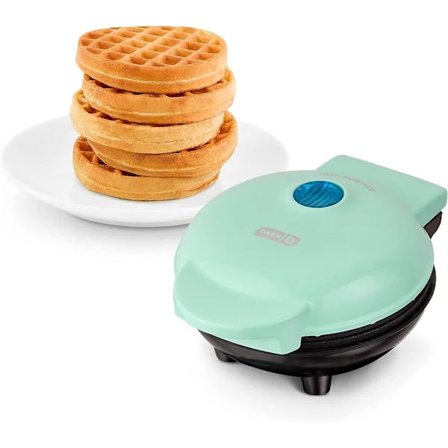 [CA] DASH Mini Maker til Individuelle Vafler, Hash Browns, Keto Chaffles med Letrengørlige, Non-stick Overflader, 4 Tommer, Aqua