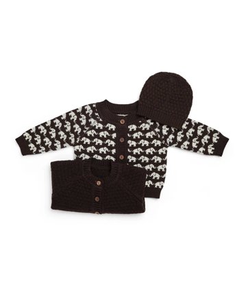 Smallstuff Cardigan, Ao Elephants, Merino Wool, Brown - Brown - 56/62