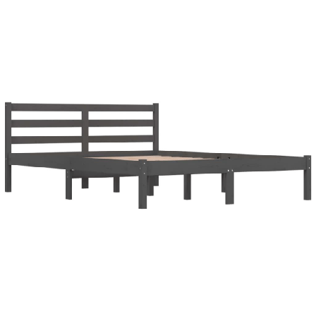 Vidaxl Sängram Massiv Furu 135x190 Cm Grå 4ft6 Grå