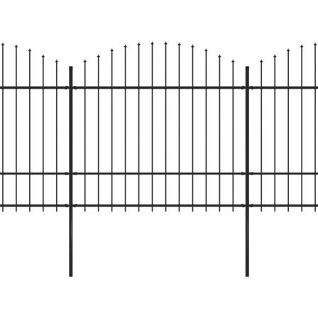 Vidaxl Trädgårdsstaket Med Spjuttopp Stål (1,5-1,75)x13,6 M Svar Svart